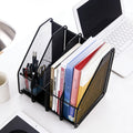 Multi-Functional 4-Tier File Organizer (Black Metal) | Document & Stationery Holder