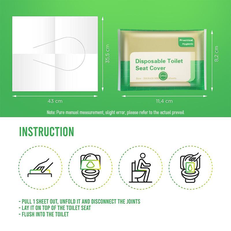 Flushable Travel Toilet Seat Covers for Adults and Kids Pack of 10 Splash Proof Design