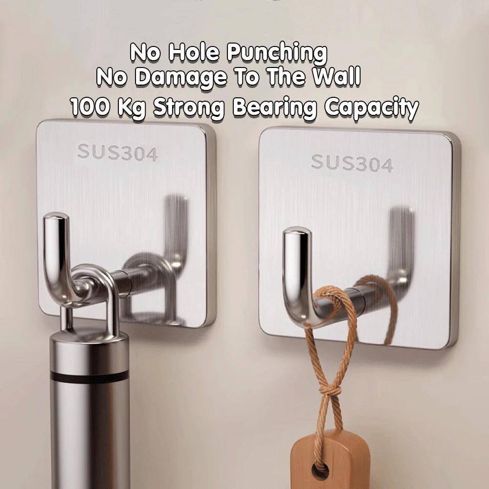 12-Pack Stainless Steel Wall Hooks - Heavy Duty Adhesive Hanging Hooks for Home