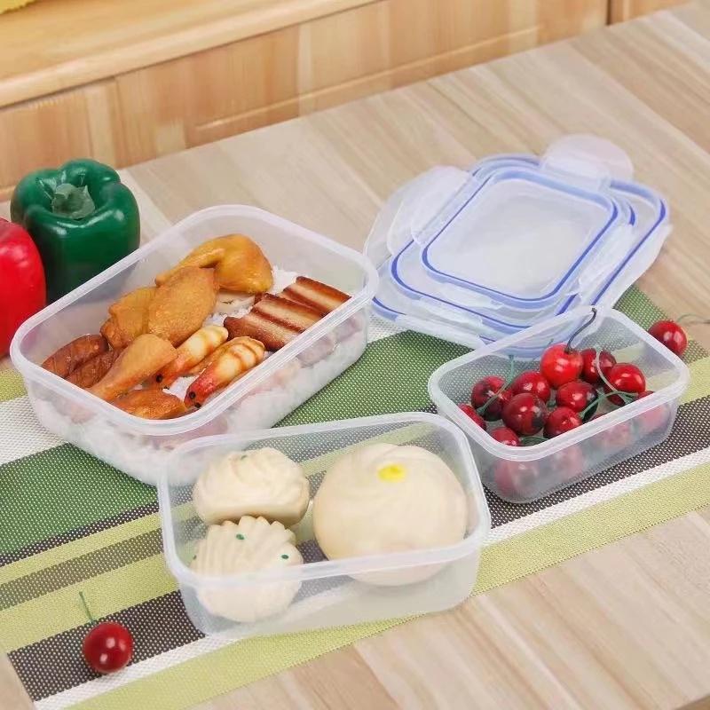 3-PCS Plastic Storage Containers for Food Lunch Bento Box Kids School Dinnerware Set