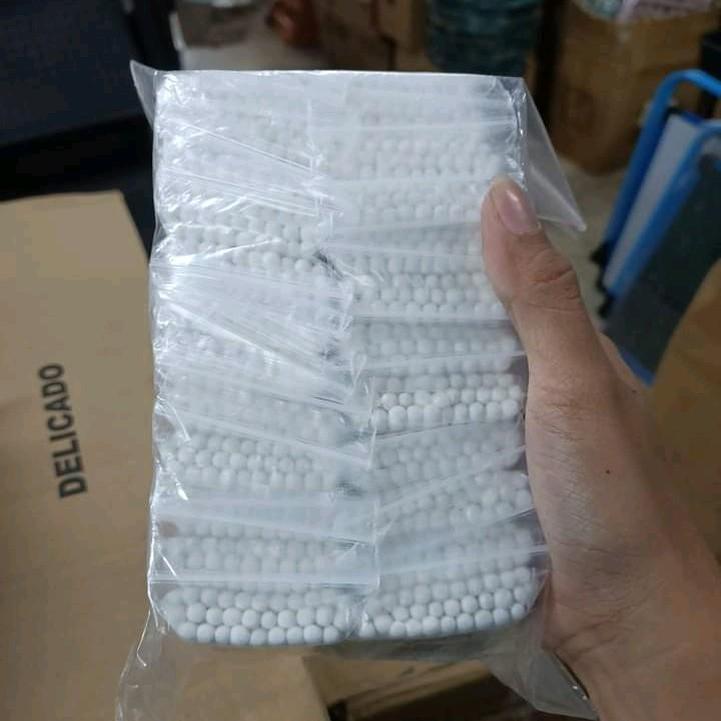 100Pcs/Pack Double Head Wood Cotton Buds Cotton Swabs  Bamboo Stick White with Plastic Wrapper