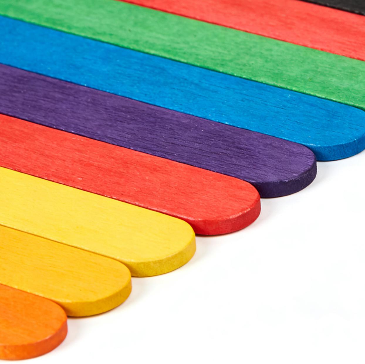 Colorful Popsicle Sticks for DIY Crafts | 1 Pack of Assorted Bright Hues| Rainbow Wooden Craft Sticks