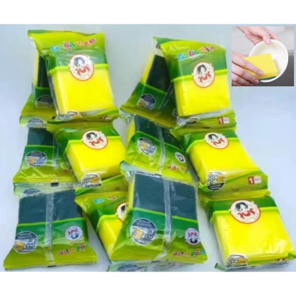 Goodwife Scouring Pad Sponge Set - 6/12pcs Multi-Size (Large & Small) for Kitchen Cleaning, Dishwashing & Stain Removal