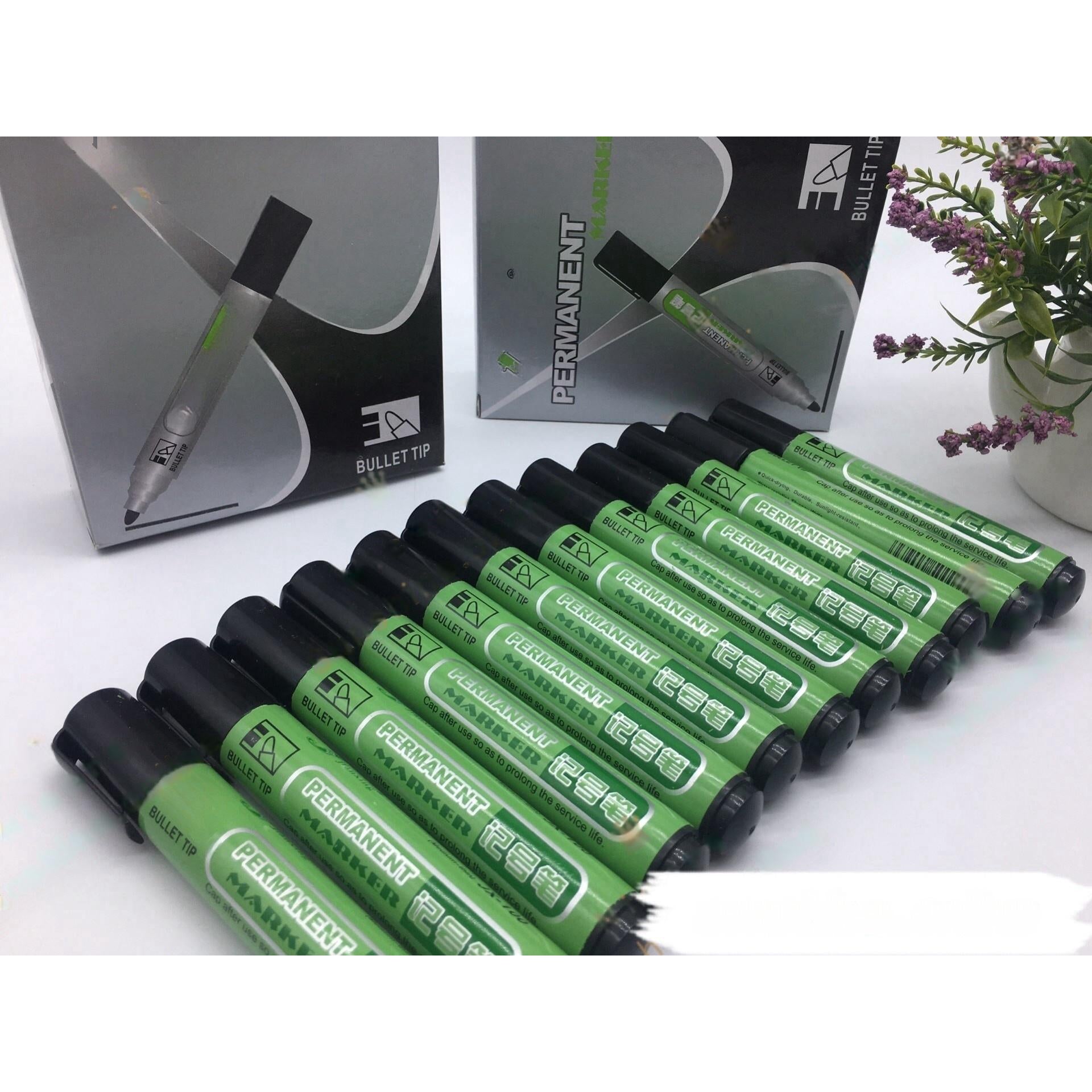 【COD Available】Jianxing Black Permanent Markers 12PK | Fine Tip, No Bleed, Quick-Dry | PH Climate Tested