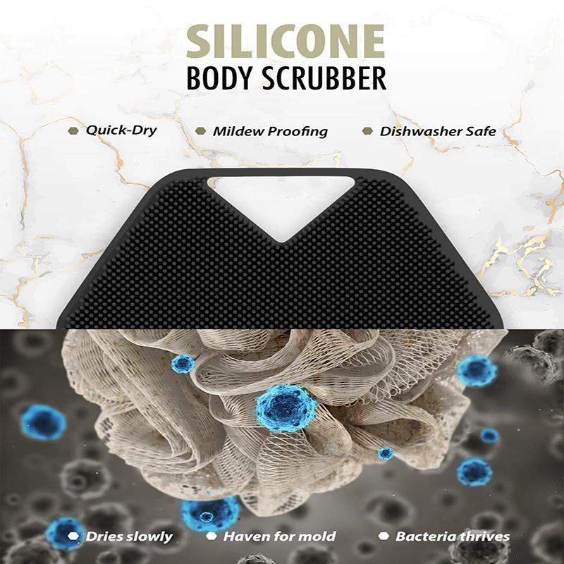 Silicone Bath Brush | Painless Bath Massage & Exfoliation Tool | Back Scrubber for Shower & Bath | Skin Care & Cleansing