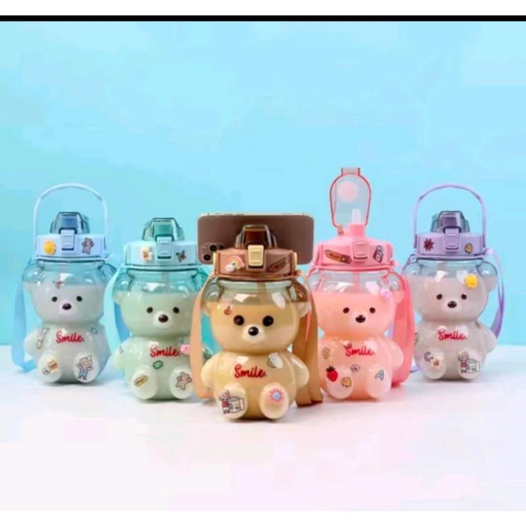 1100ml Cute Bear Water Bottle - Portable Tumbler (21cm Lightweight, Leak-Proof)