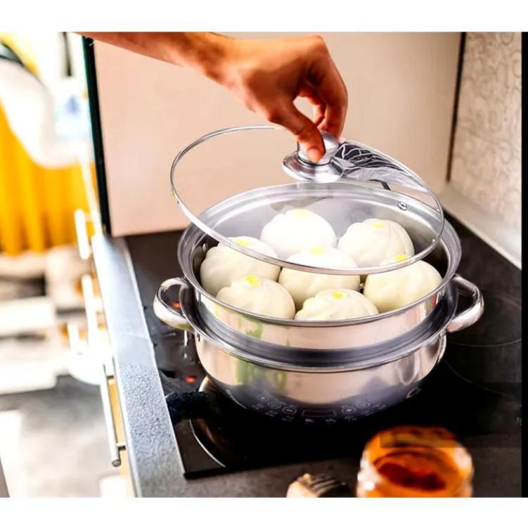 SX 100% High Quality Stainless 28cm Steel Steamer Cookware Multi-functional 2/3 Layers