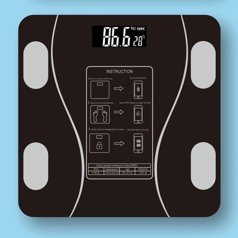 Smart Bluetooth Body Fat Scale - Track Weight Loss & 12 Body Metrics! Rechargeable & APP Sync