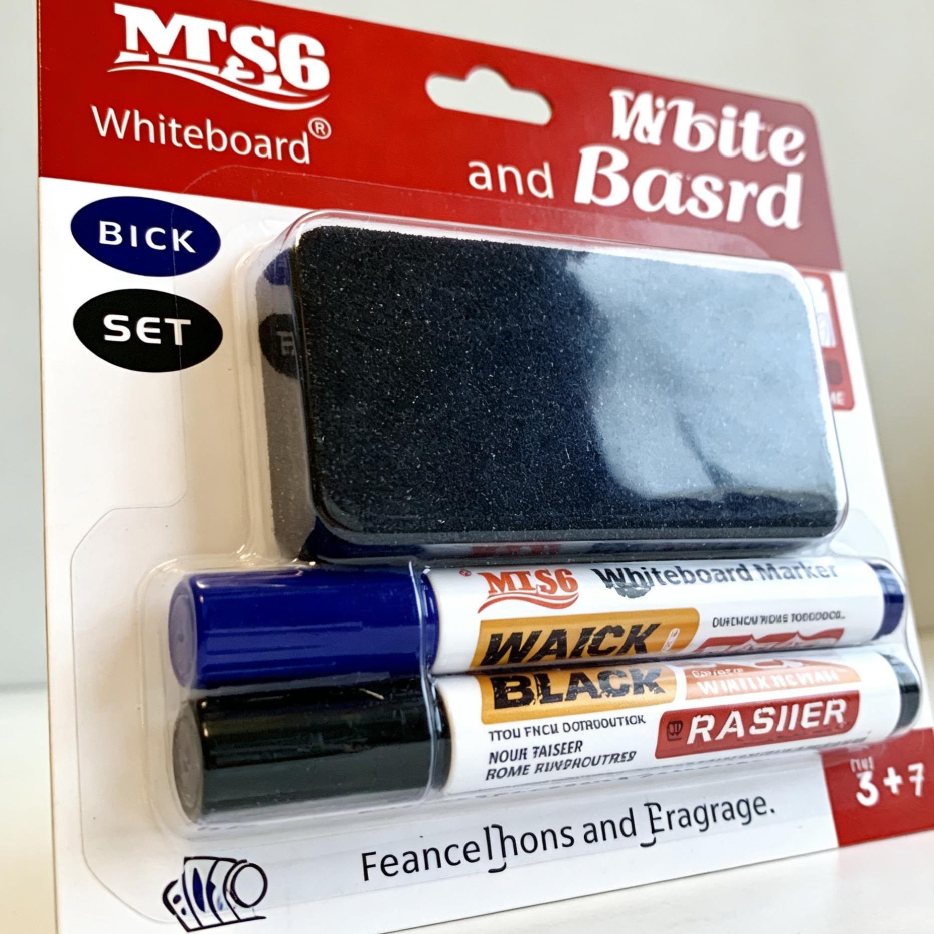 Whiteboard Marker and Eraser Set (Black & Blue) Dry Erase Markers Reusable School Office Supplies Best Seller PH