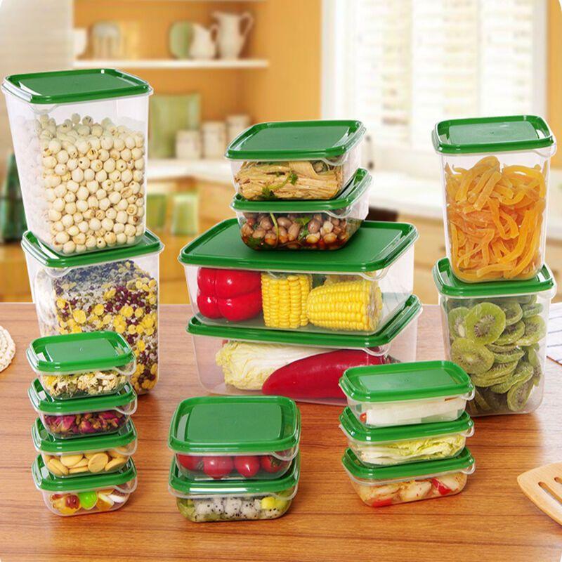17pcs set refrigerator tupperware kitchen plastic container food storage box
