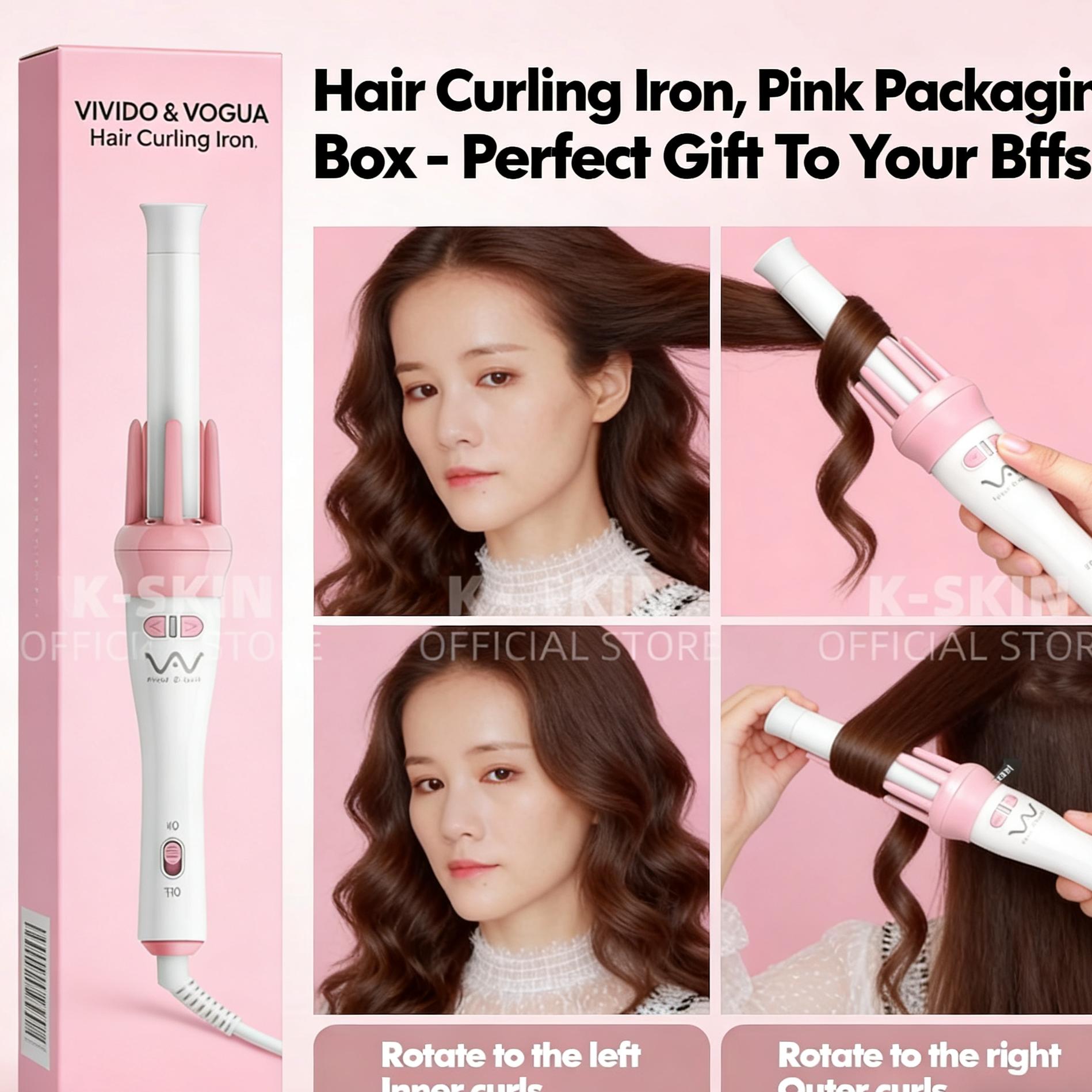 VIVIDO & VOGUA Hair Curling Iron Ceramic Mabilis Uminit na Professional Salon Hair Styling Tool Curler Para sa mga Babae Pinakamabenta PH