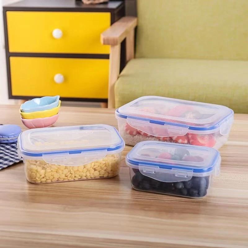 3-PCS Plastic Storage Containers for Food Lunch Bento Box Kids School Dinnerware Set