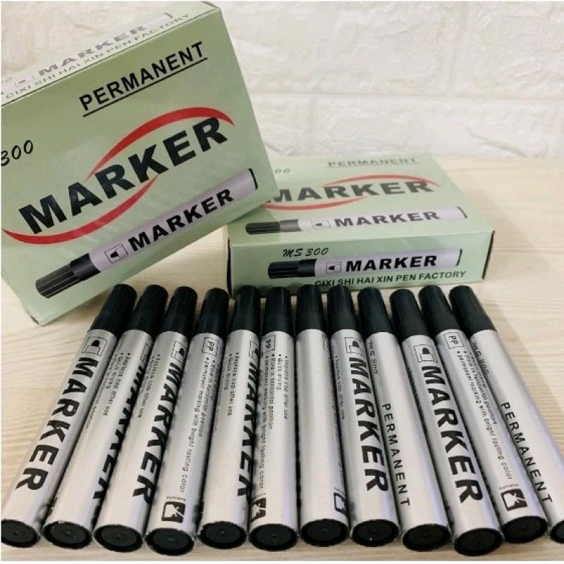 MS-300 Permanent Markers 12-Pack | Ordinary Tip | Black Ink | School/Office Supplies