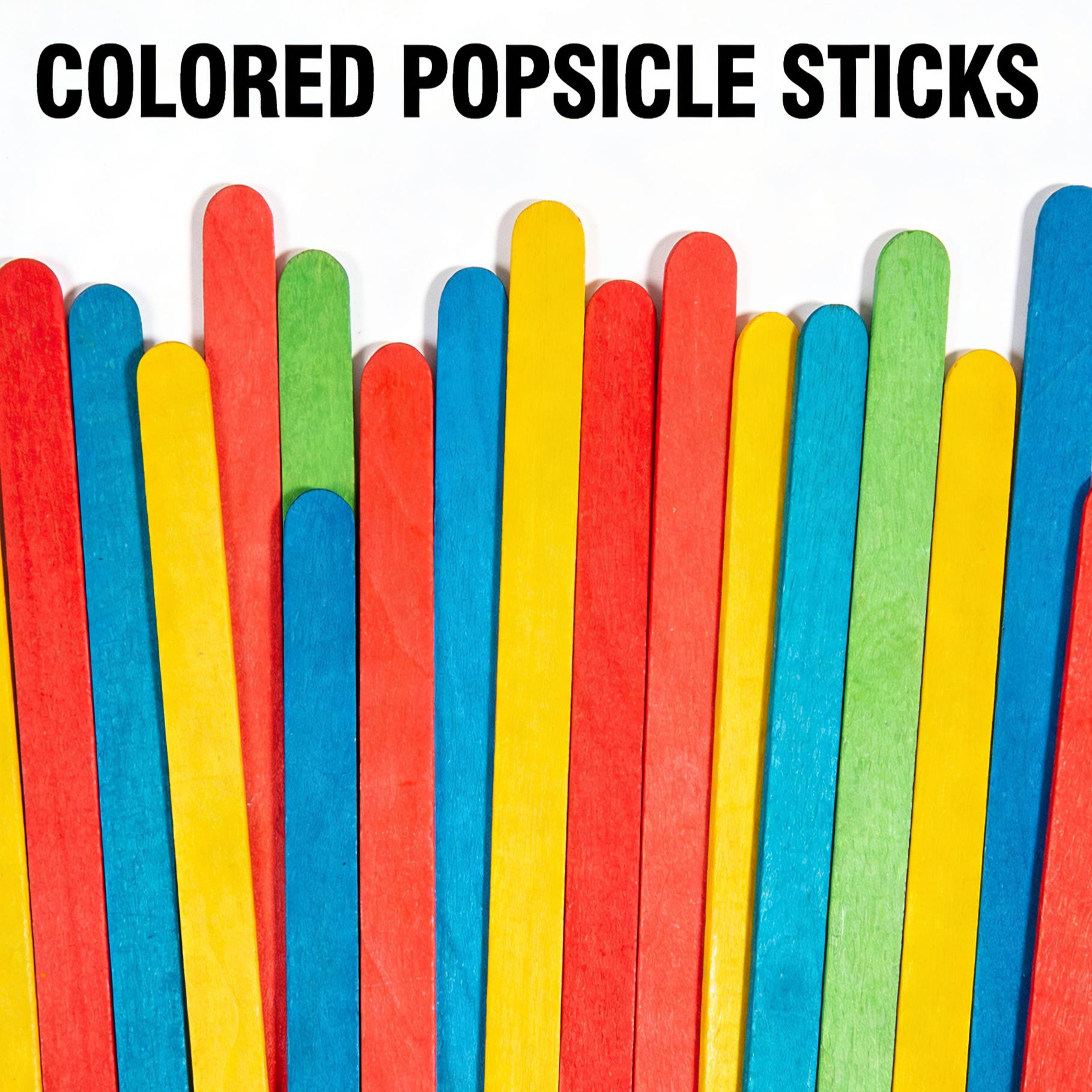 Colorful Popsicle Sticks for DIY Crafts | 1 Pack of Assorted Bright Hues| Rainbow Wooden Craft Sticks