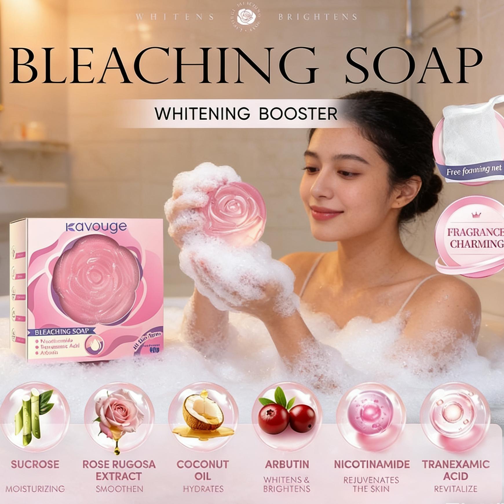 Kavouge Bleaching Soap Whitening Booster Niacinamide Face&Body Care Cleaning Arbutin LicoriceExtract
