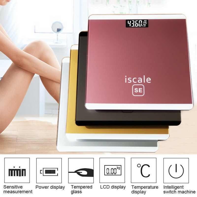 Smilee Iscale – Electronic Weighing Scale with LCD Screen, 180KG Max, Stylish Glass Design