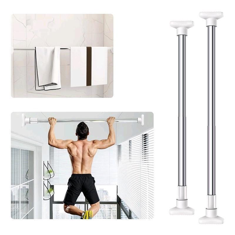 Adjustable Stainlee Steel Curtain Rod Tension Rod - Small Size: 70 to 120cm, Big Size: 110 to 200cm - Stainless, Shower