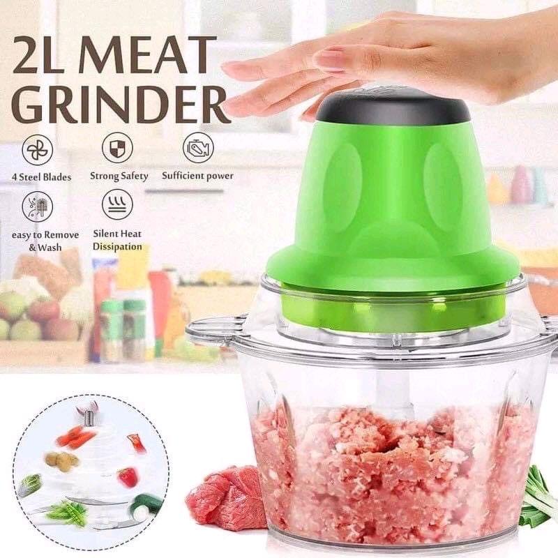 2L Plastic Multifunction Electric Kitchen Chopper Food Meat Grinder Green Color