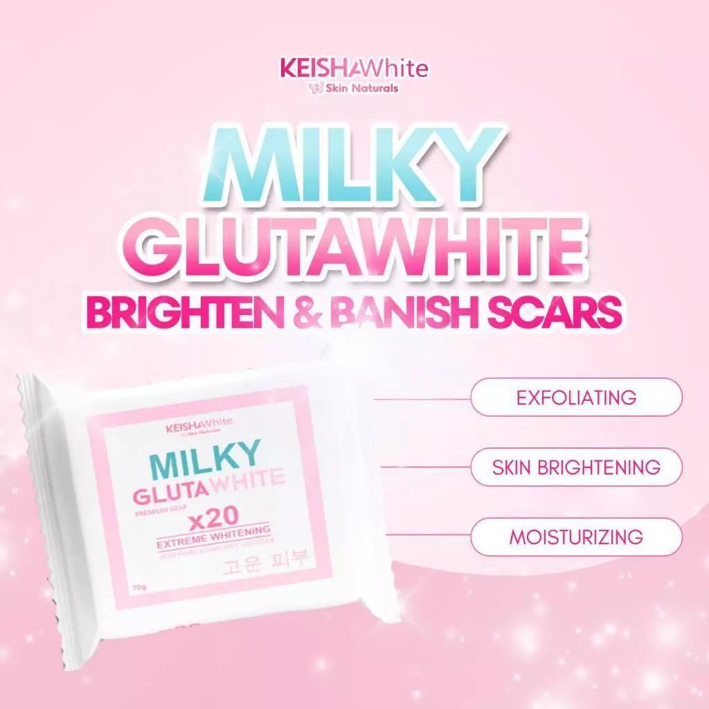 MILKY GLUTA WHITE X 20 EXTREME WHITENING SOAP For Woman Dark Spot, Scars, Pimple BY KEISHA