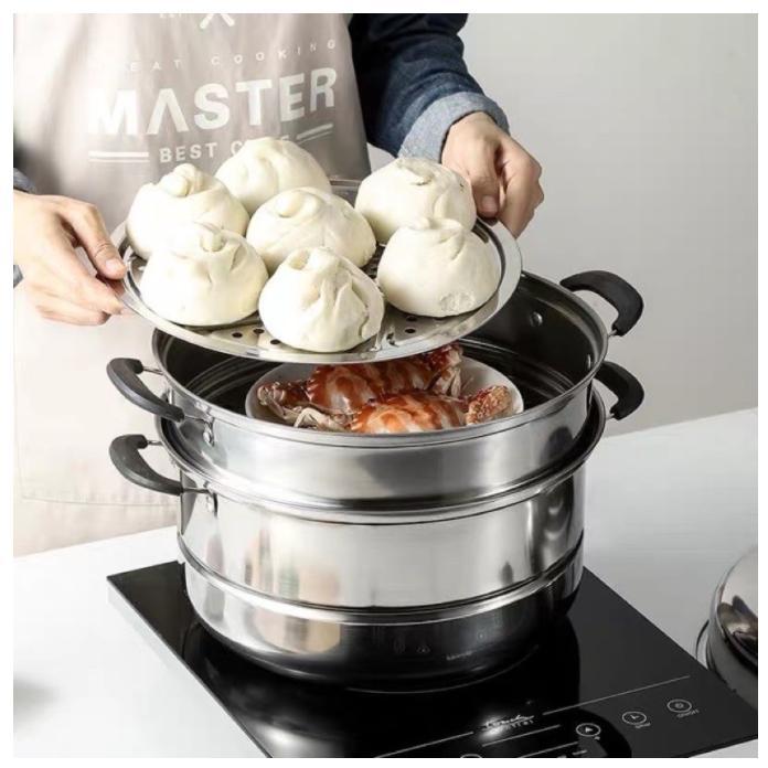 SX 100% High Quality Stainless 28cm Steel Steamer Cookware Multi-functional 2/3 Layers