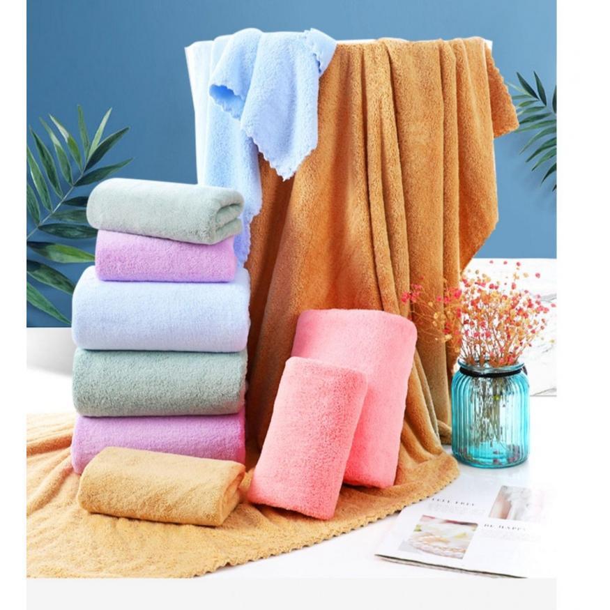 2in1 TOWEL SET (BATH TOWEL + FACE TOWEL) MICROFIBER PLAIN COLOR
