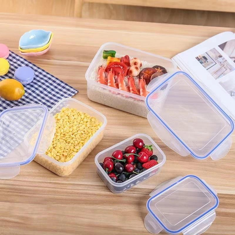 3-PCS Plastic Storage Containers for Food Lunch Bento Box Kids School Dinnerware Set