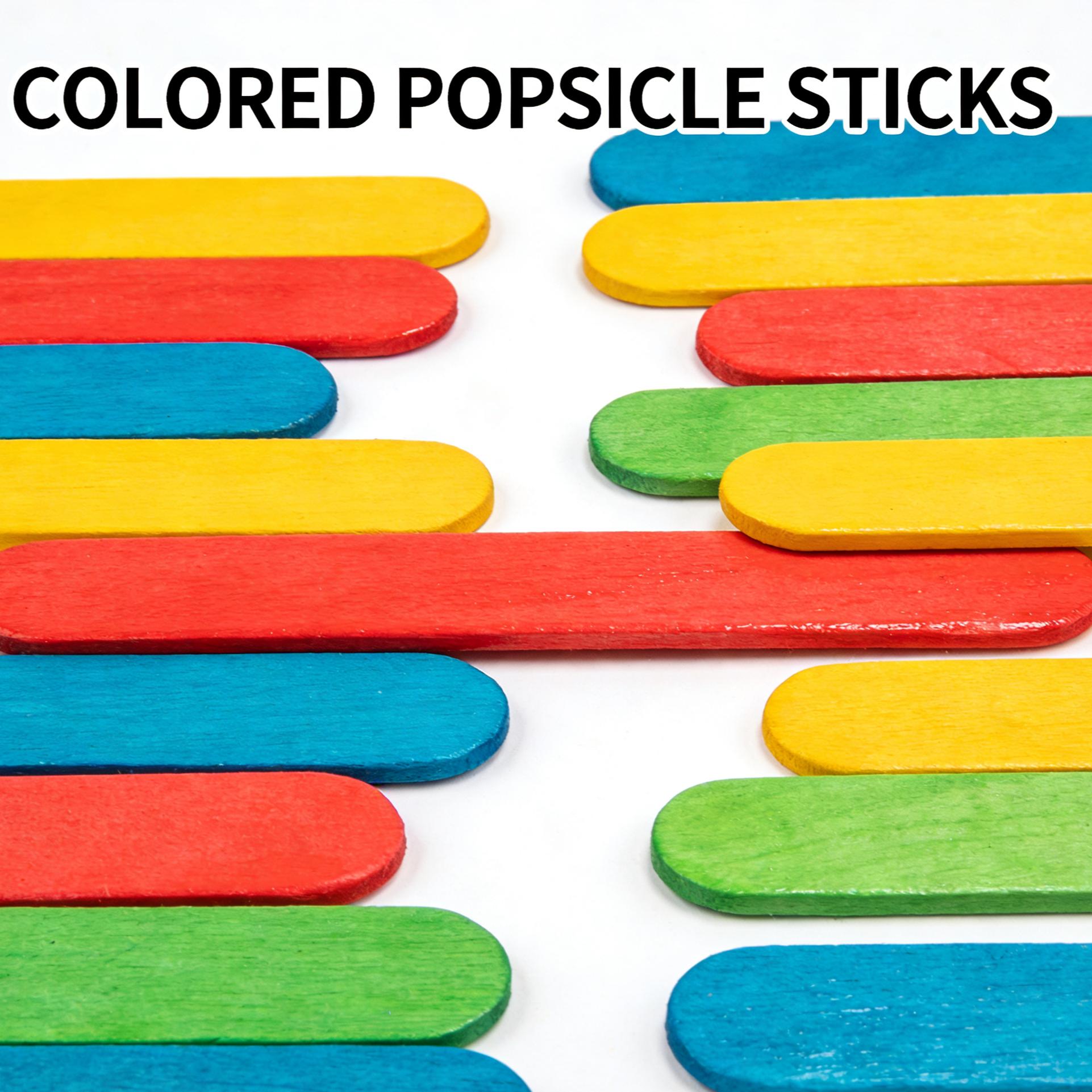 Colorful Popsicle Sticks for DIY Crafts | 1 Pack of Assorted Bright Hues| Rainbow Wooden Craft Sticks