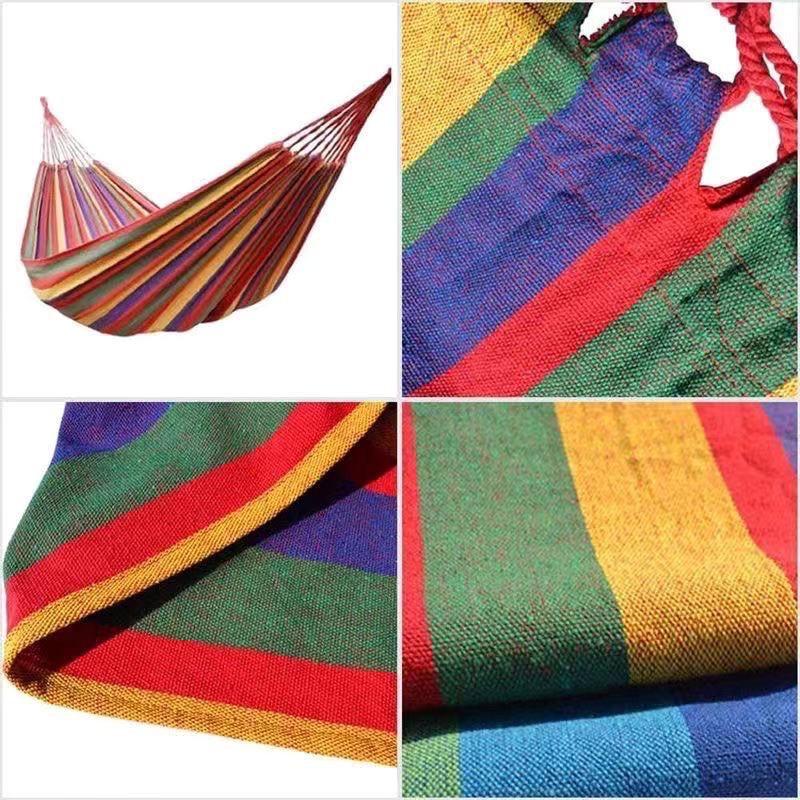 Thick Canvas Portable Hammock with Storage Bag - Breathable & Durable for Hiking Camping Picnics - 170x70cm Red Blue Color