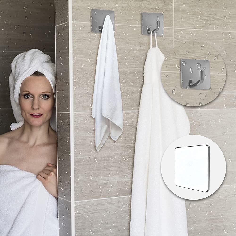 12-Pack Stainless Steel Wall Hooks - Heavy Duty Adhesive Hanging Hooks for Home