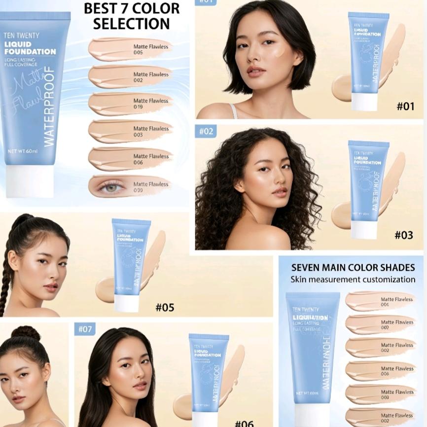 TENTWENTY Flawless Liquid Foundation | Buildable Coverage para sa Lahat ng Uri ng Balat (1pc)