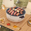 Portable Korean BBQ Grill - Outdoor Charcoal Smoker for Camping & Backyard Foldable Design Easy Clean Ash Tray Dual Fuel Options White
