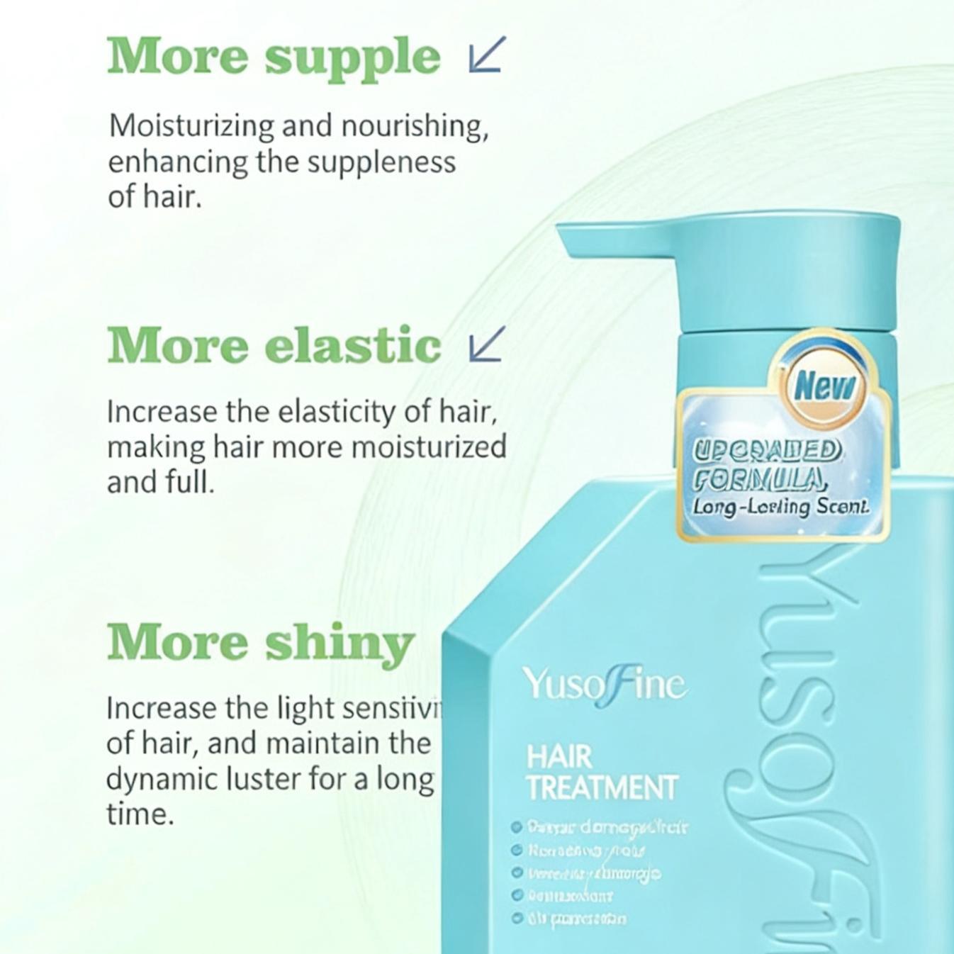 Yusofine Complete Hair Care 3in1 Set (Shampoo Pink, Conditioner Purple, Hair Mask Blue) Nourish Repair Hair Treatment Bundle Best Seller