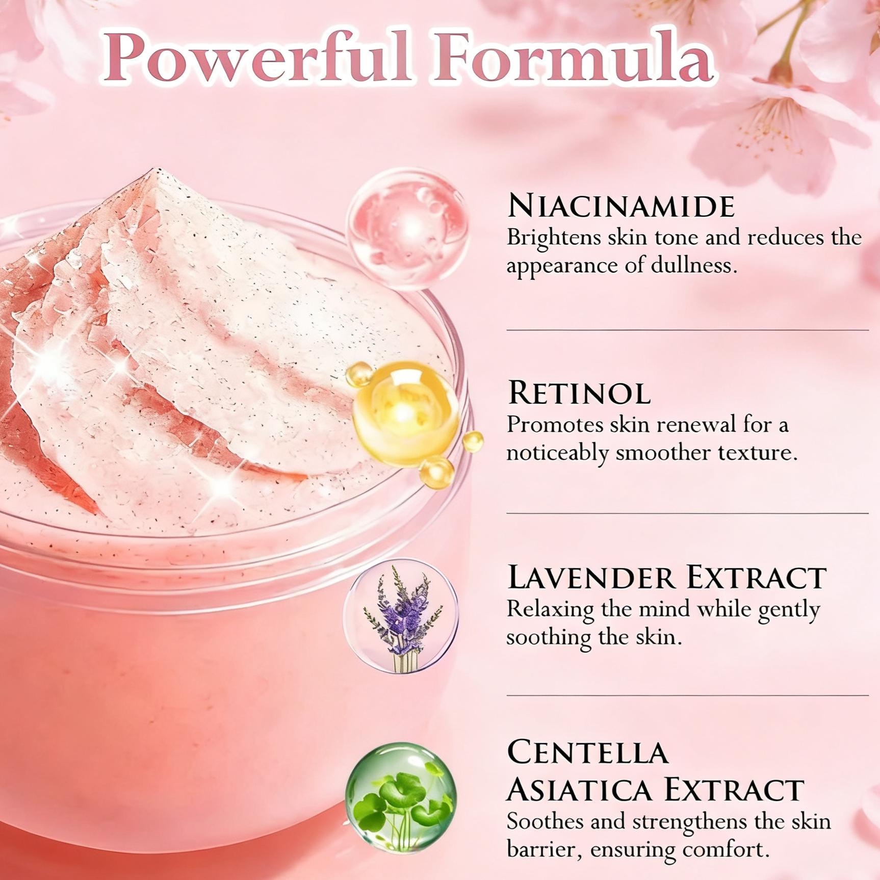 Kavouge Shower Salt Body Scrub - Exfoliating & Moisturizing with Sakura Blossom & Lavender Scents for Smooth Cleansing and Acne Prevention - Daily