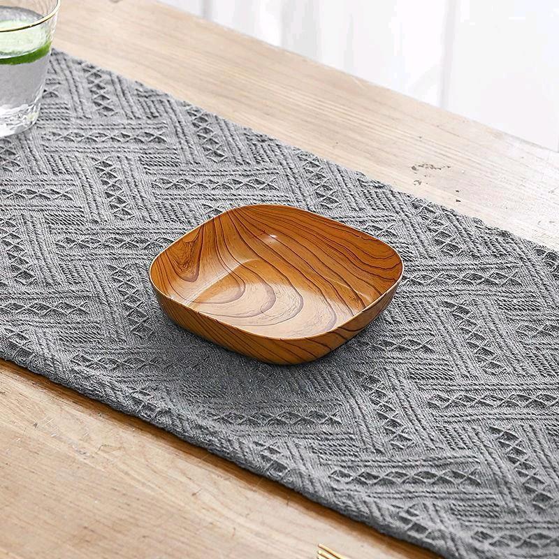 Istilong Wood Print Plastic Plate – Hindi Nababasag na Pinggan