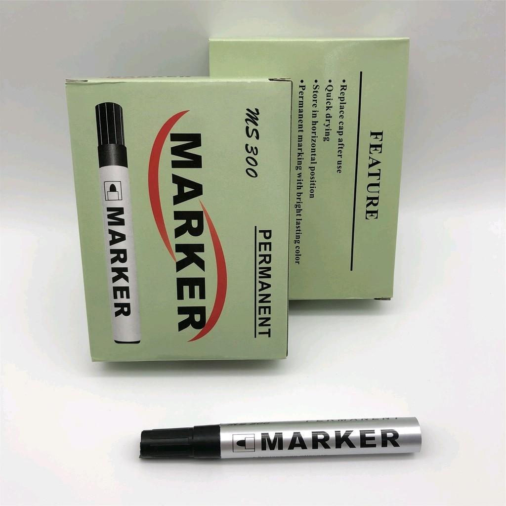 MS-300 Permanent Markers 12-Pack | Ordinary Tip | Black Ink | School/Office Supplies