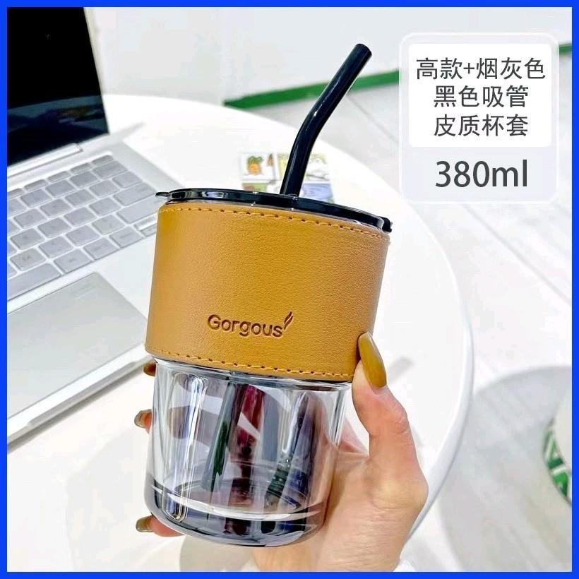 Glass Straw Cup Coffee Mug With Lid Tumbler Hot Cold Milktea Cup Water Blind box