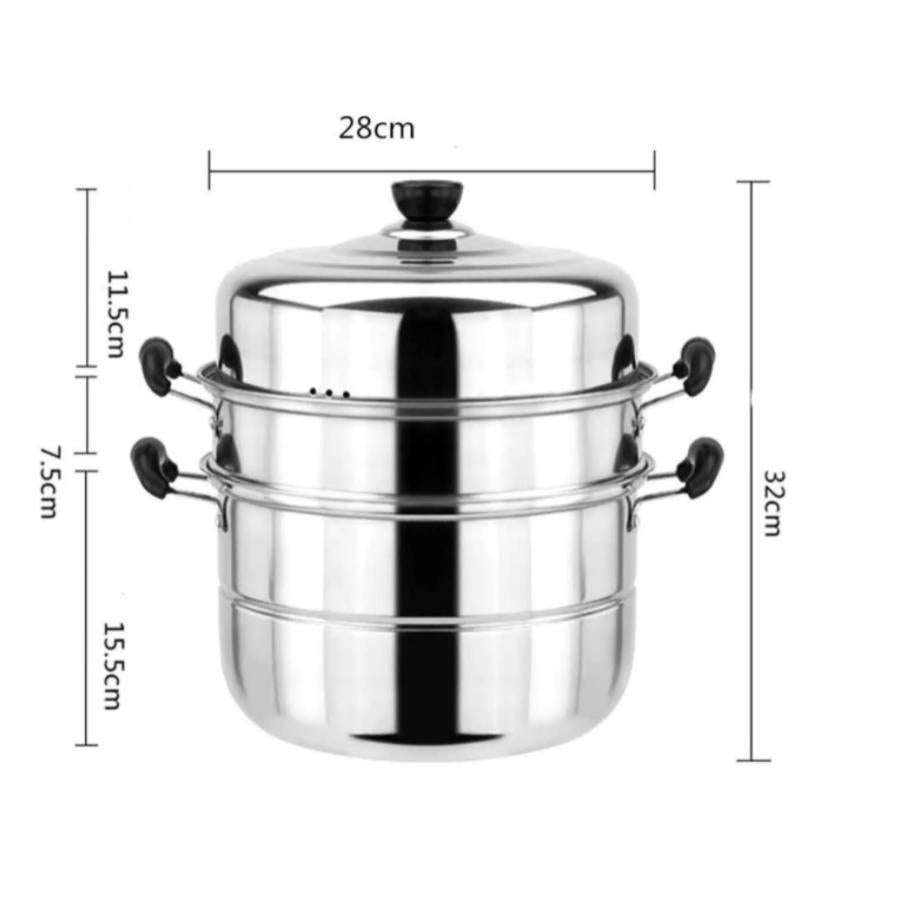 SX 100% High Quality Stainless 28cm Steel Steamer Cookware Multi-functional 2/3 Layers