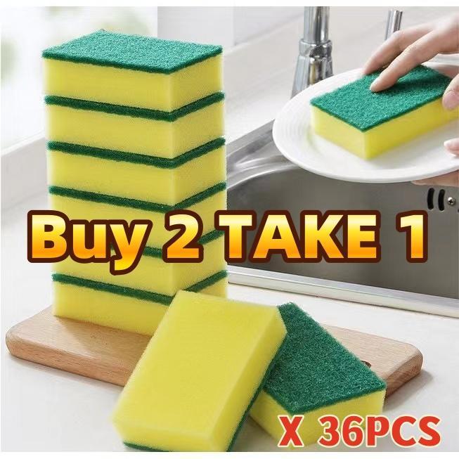 36pcs High-density Dipped Double-Sided Dishwashing Sponge Kitchen Cleaning Sponge - Buy 2 Take 1 - Household, Pad
