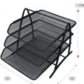 Metal Mesh 3-Layer File Tray (Black) | Space-Saving Desk Document Organizer