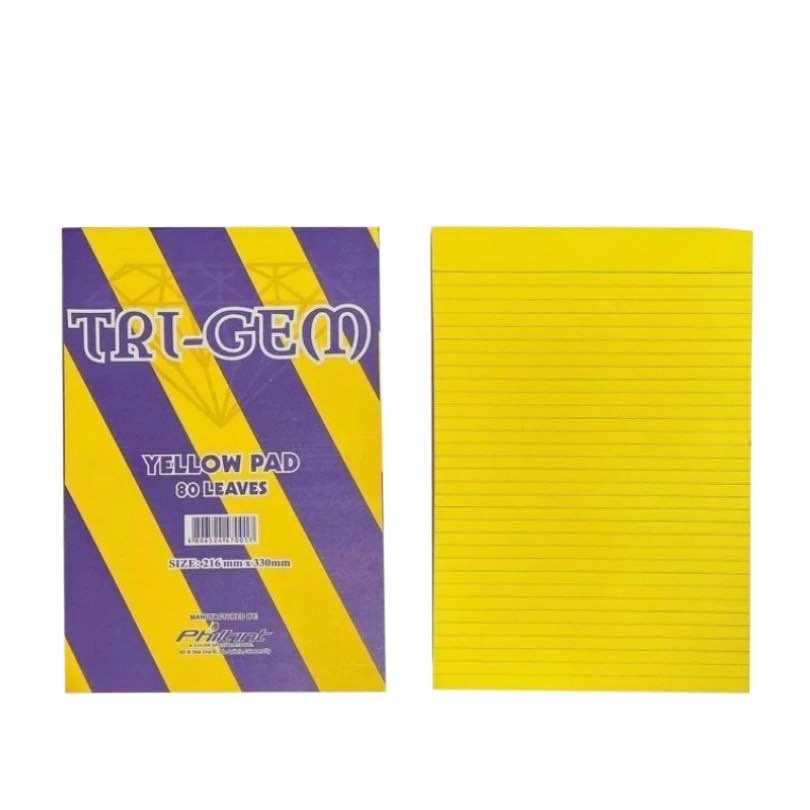 TRI-GEM Yellow Pad Notebook (10 Pads) Mataas na Kalidad na Writing Pad Gamit sa Paaralan at Opisina