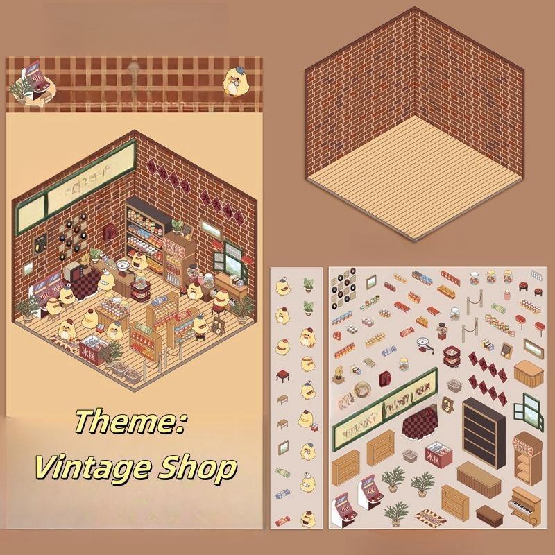 3D Cartoon Stickers Set - Cute Roastery & Canteen Style | Journal & Scrapbook Decor | Waterproof Vinyl Decals