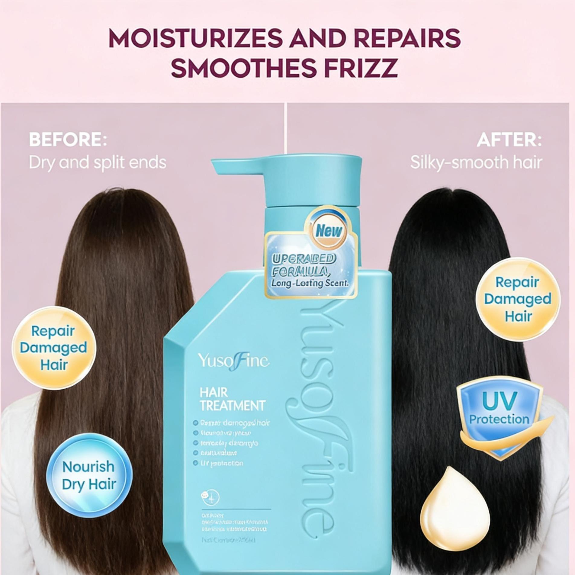 Yusofine Complete Hair Care 3in1 Set (Shampoo Pink, Conditioner Purple, Hair Mask Blue) Nourish Repair Hair Treatment Bundle Best Seller