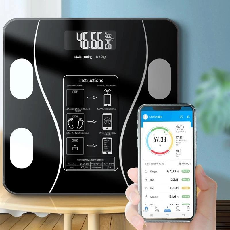 MELEDE  Digital Weighing Scale Human Body Fat Scale Analysis Electronic Smart USB Rechargeable Bathroom Health Monitor