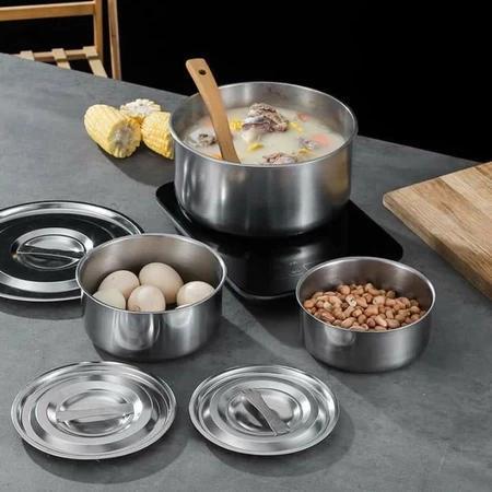 5-Piece Stainless Steel Cookware Set - Stock Pots with Lids | Induction Compatible, Even Heat Distribution | Professional Kitchen Pots