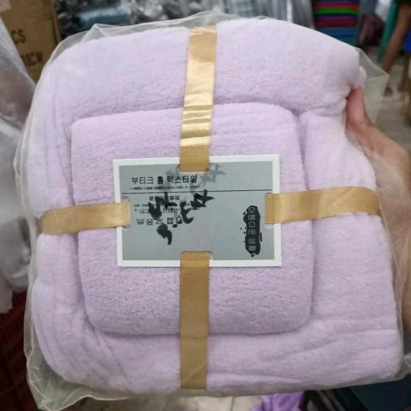 2in1 TOWEL SET (BATH TOWEL + FACE TOWEL) MICROFIBER PLAIN COLOR