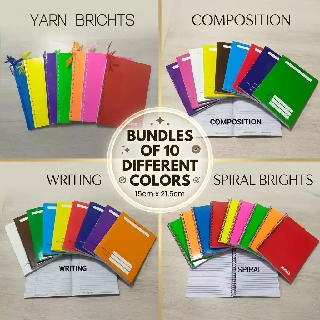 Notebook A5 Regular Size, 80 Leaves, Writing, Compososition, Spring,Yarn Assorted Colors - Pack of 10pcs