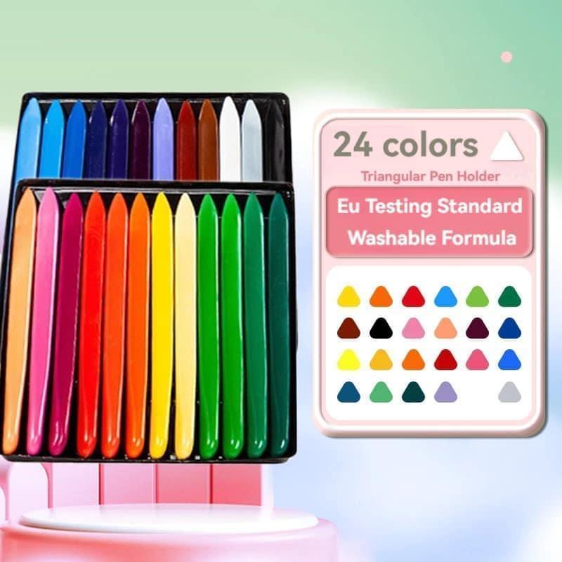 Children's hands-free Crayon 24/36 color triangular plastic wax pen, washable