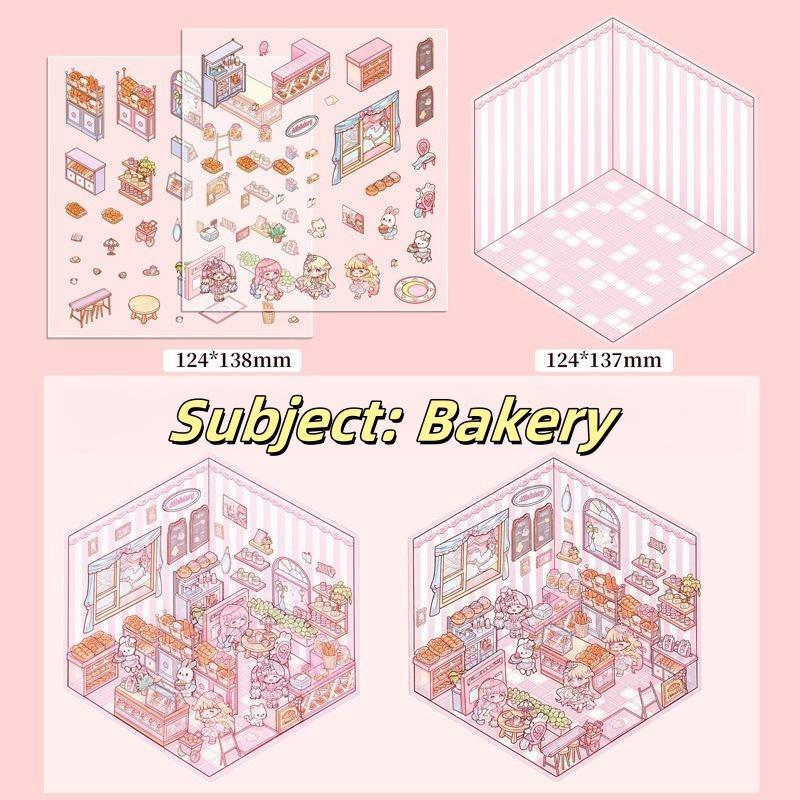 3D Cartoon Stickers Set - Cute Roastery & Canteen Style | Journal & Scrapbook Decor | Waterproof Vinyl Decals
