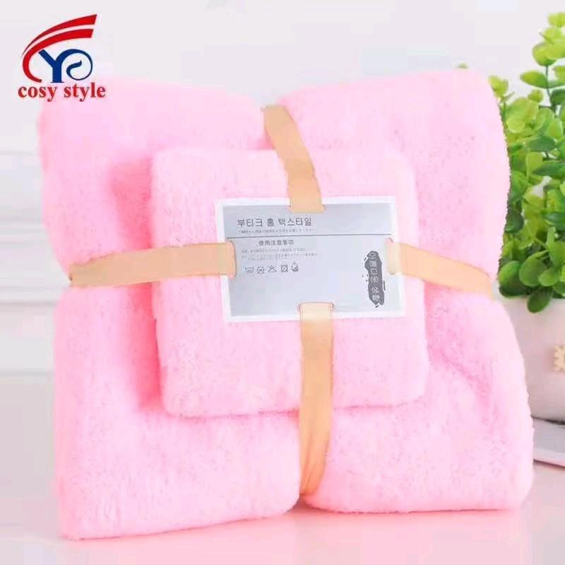 2in1 TOWEL SET (BATH TOWEL + FACE TOWEL) MICROFIBER PLAIN COLOR
