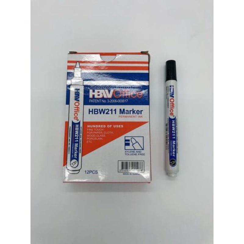 HBW Permanent Marker 12pcs - Fine Touch, Quick Drying, Permanent Marking for Paper, Wood, Glass, and Porcelain